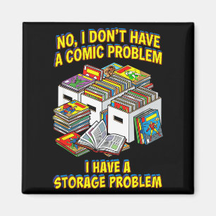 Funny retro superhero nerd geek reader comic book magnet