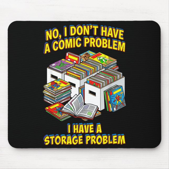 Funny retro superhero nerd geek reader comic book mouse pad (Front)