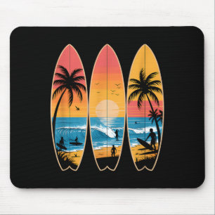 Funny Retro Surfboards Trocal Beach Waves Surfers Mouse Pad