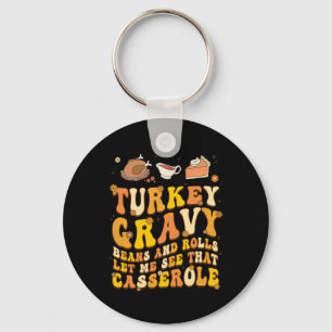Funny Retro Thanksgiving Autumn Fall Groovy Holida Key Ring