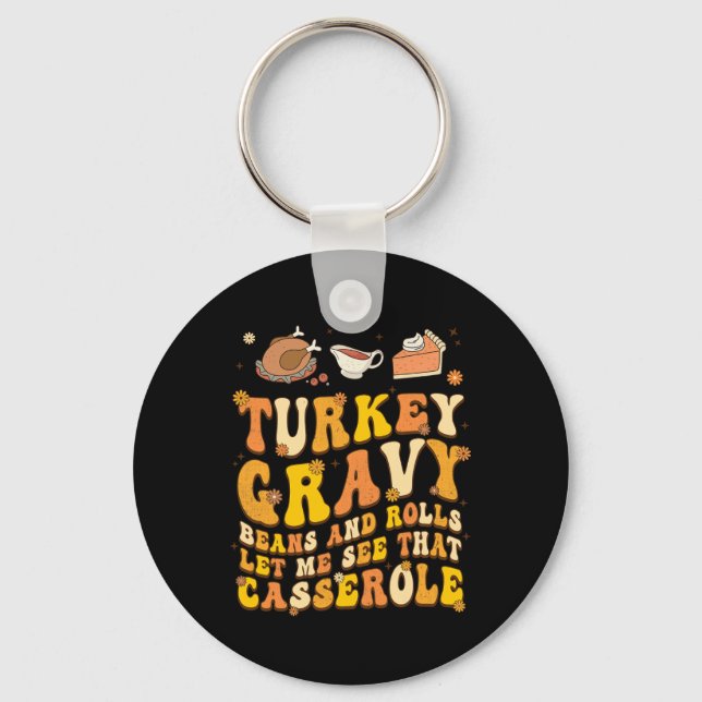 Funny Retro Thanksgiving Autumn Fall Groovy Holida Key Ring (Front)