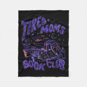 Funny retro tired moms book club running on coffee fleece blanket
