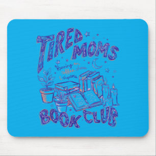Funny Retro Tired Moms Book Club Running On Coffee Mouse Pad