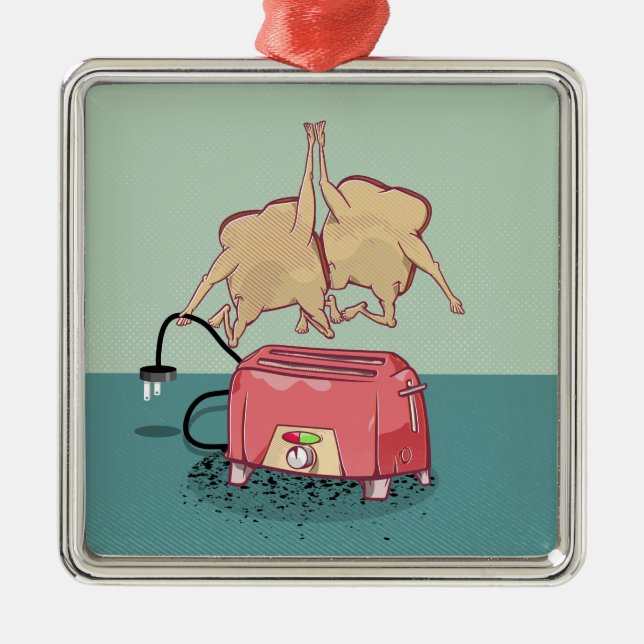 Funny retro toaster metal ornament (Front)