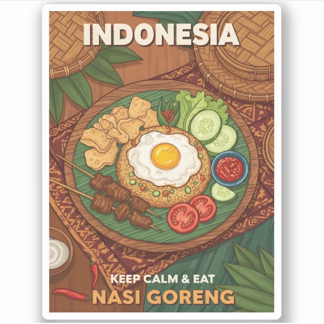 Funny Retro Travel Indonesia Nasi Goreng Food (Front)
