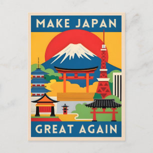 Funny Retro Travel Japan Tourism Humour Postcard