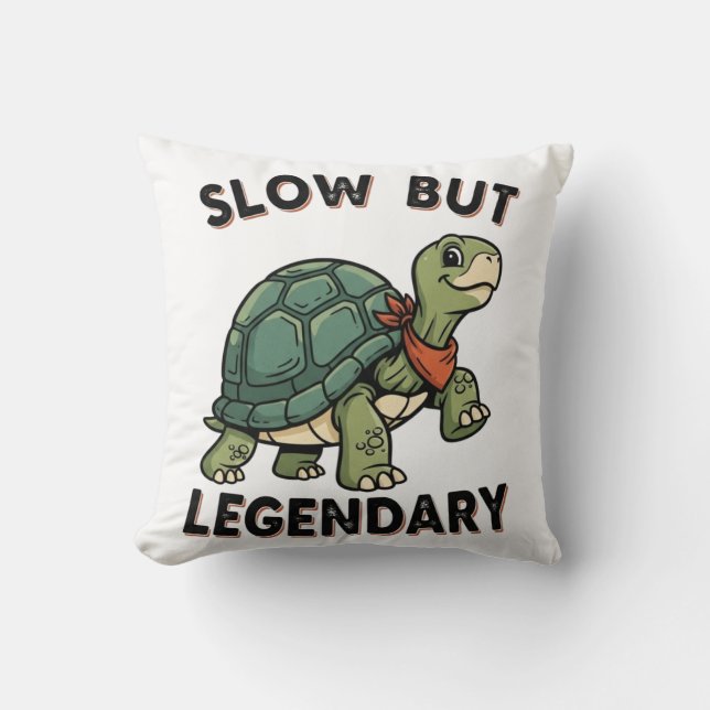 Funny Retro Turtle Square Throw Pillow (Front)