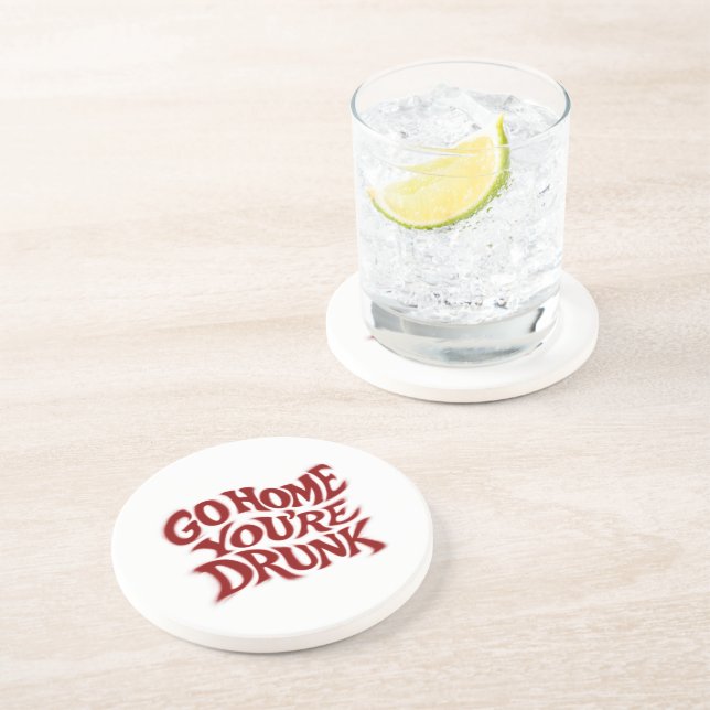 Funny Retro Typographic Art Tee Coaster (Side)