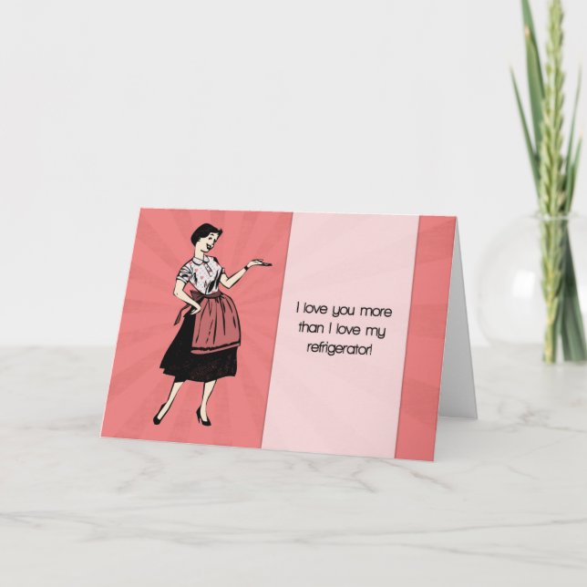Funny Retro Valentine’s Day Card with Cartoon Lady (Front)