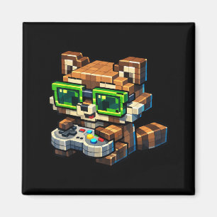 Funny Retro Video Game Racoon xel Video Gamer Magnet