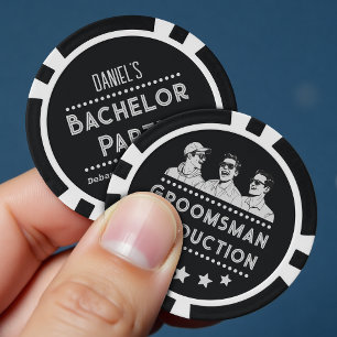 Funny Retro Vintage Black and White Bachelor Party Poker Chips