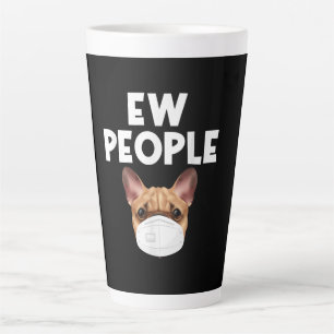 Funny Retro Vintage Bulldog Wearing Mask Ew People Latte Mug