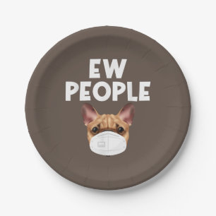 Funny Retro Vintage Bulldog Wearing Mask Ew People Paper Plate