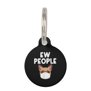 Funny Retro Vintage Bulldog Wearing Mask Ew People Pet Tag