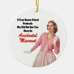 Funny Retro Vintage Bunco Ceramic Tree Decoration
