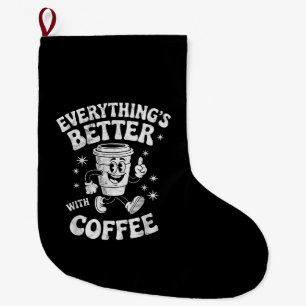 Funny Retro Vintage Coffee Men or Women Coffee Large Christmas Stocking