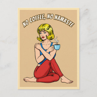 Funny Retro Vintage Coffee Yoga Humor Pop Art Postcard