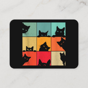 Funny Retro Vintage Curious Black Cat for Cats Lov Business Card