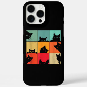 Funny Retro Vintage Curious Black Cat for Cats Lov iPhone 16 Pro Max Case