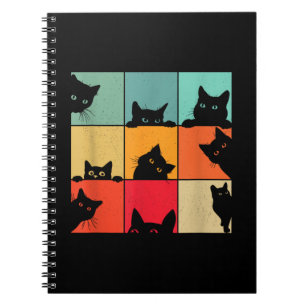 Funny Retro Vintage Curious Black Cat for Cats Lov Notebook