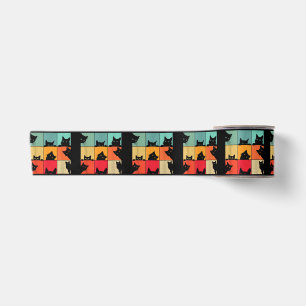 Funny Retro Vintage Curious Black Cat for Cats Lov Satin Ribbon