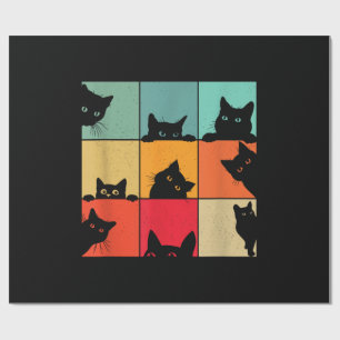 Funny Retro Vintage Curious Black Cat for Cats Lov Wrapping Paper