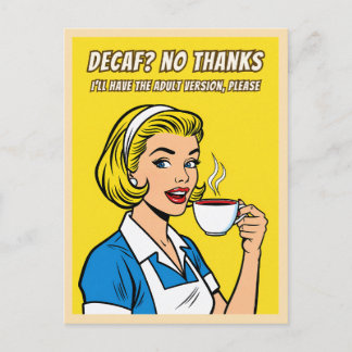 Funny Retro Vintage Decaf Coffee Humor Pop Art Postcard