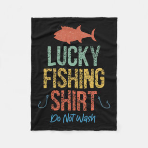 Funny Retro Vintage Lucky Fishing Shirt Do Not Was Fleece Blanket