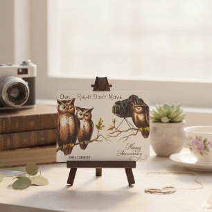 Funny Retro Vintage Owl Anniversary Holiday Postcard