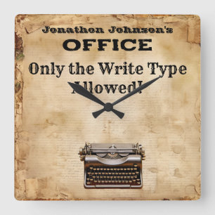 Funny Retro Vintage Typewriter Office Wall Clock