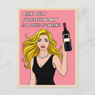 Funny Retro Vintage Wine Humor Pop Art  Postcard