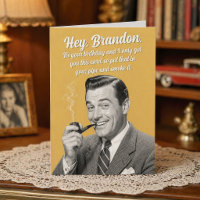 Funny Retro Vintage Yellow Birthday Pipe Smoker