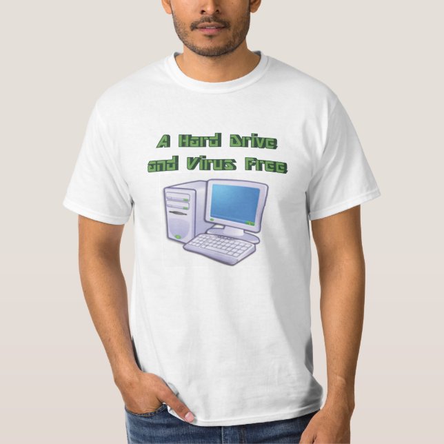 Funny Retro Virus Free Computer Geek Nerd T-Shirt (Front)