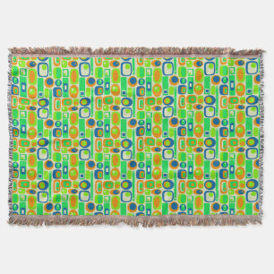 Funny Retro Wallpaper - orange green blue Throw Blanket