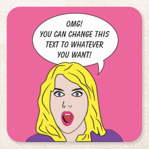 FUNNY RETRO WOMAN custom coasters