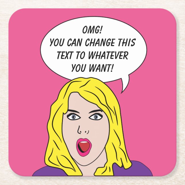 FUNNY RETRO WOMAN custom coasters (Front)