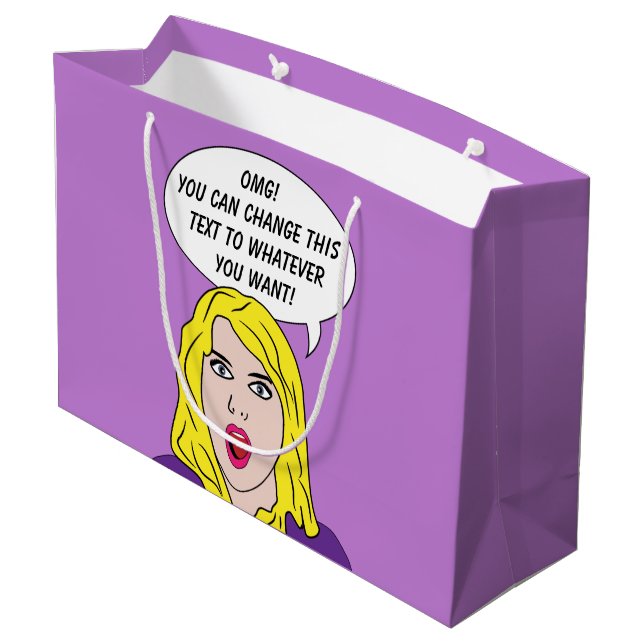 FUNNY RETRO WOMAN custom gift bag (Back Angled)