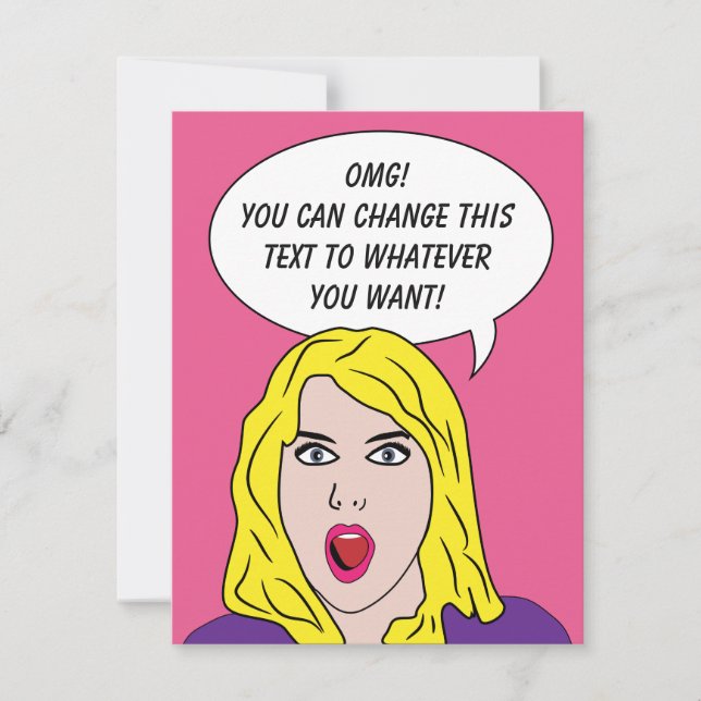 FUNNY RETRO WOMAN custom invitations (Front)