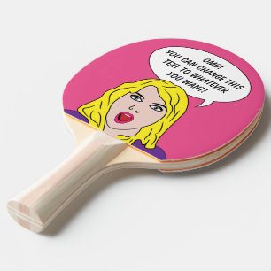 FUNNY RETRO WOMAN custom ping pong paddle