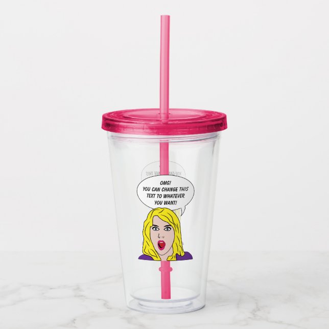 FUNNY RETRO WOMAN custom text Acrylic Tumbler (Front)