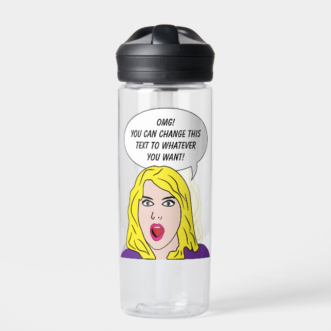 FUNNY RETRO WOMAN custom text Water Bottle (Front)