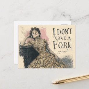 Funny Retro Woman in a Fork Dress  Postcard