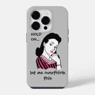 Funny Retro Woman Overthinking This iPhone 14 Pro Case