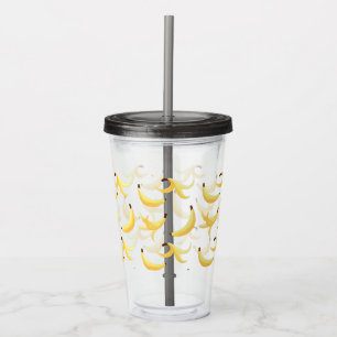 Funny Retro Yellow Banana Pattern Party Editable Acrylic Tumbler