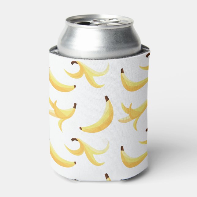 Funny Retro Yellow Banana Pattern Party Editable Can Cooler (Can Front)