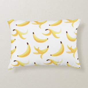 Funny Retro Yellow Banana Pattern Party Editable Decorative Cushion