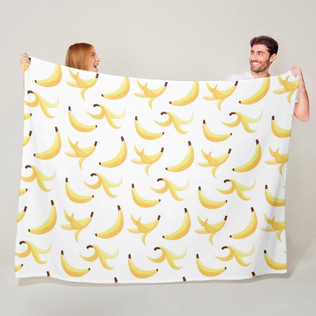 Funny Retro Yellow Banana Pattern Party Editable Fleece Blanket (In Situ)