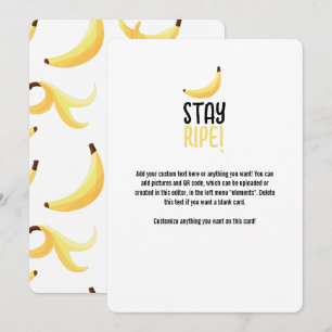 Funny Retro Yellow Banana Pattern Party Editable Holiday Card