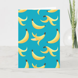 Funny Retro Yellow Banana Pattern Party Editable Holiday Card
