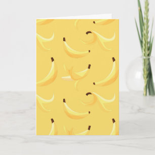 Funny Retro Yellow Banana Pattern Party Editable Holiday Card